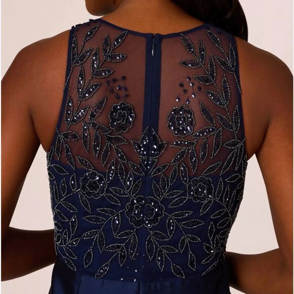 Adrianna Papell Beaded Taffeta Ball Sleeveless Beaded Top Gown - Picture 9 of 11